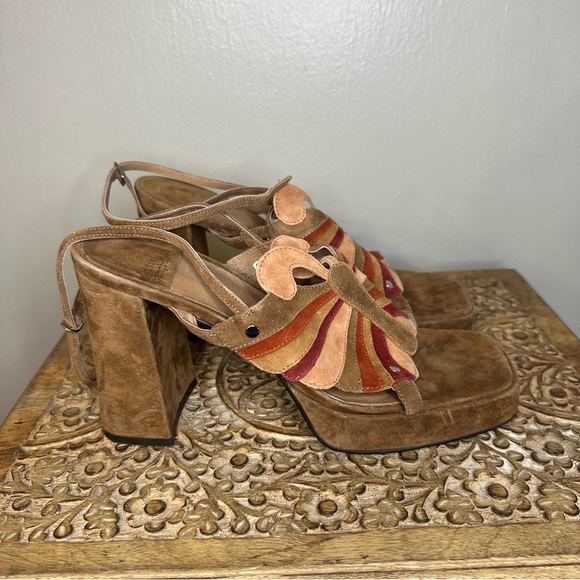 Jeffrey Campbell Monarch Platform Sandal In Sabel Burnt Suede Combo Sz 9.5 - Picture 4 of 9